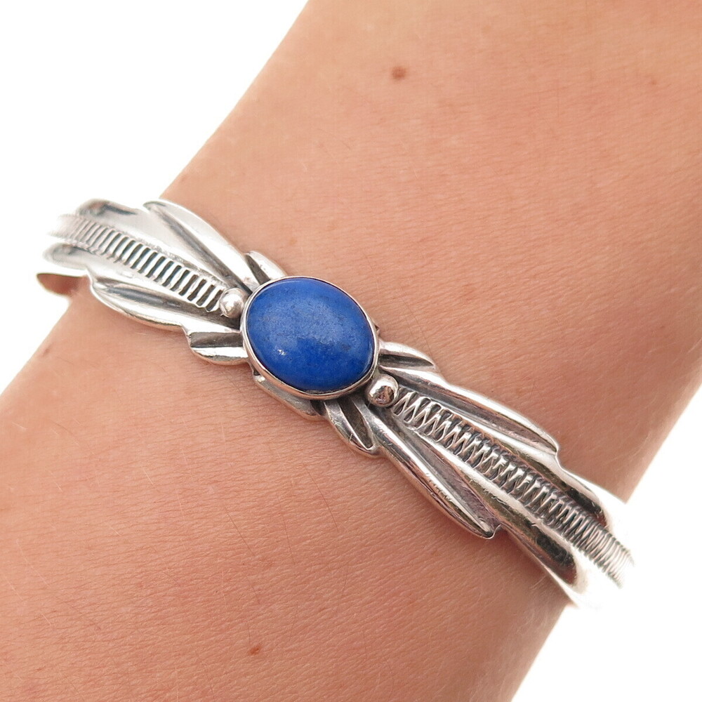 Wilson Begay Navajo Old Pawn 925 Sterling Vintage Lapis Adjustable Bracelet 6"
